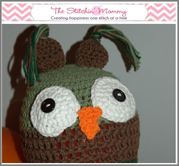 The Stitchin Mommy Logo and Crocheted Owl Hat